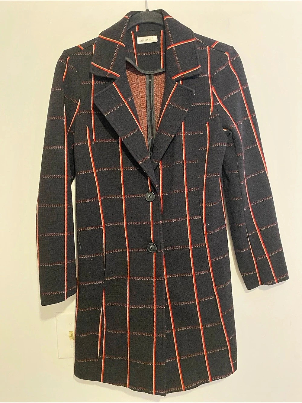 Avec Les Filles Plaid Blazer in Black & Red Size XS Like New